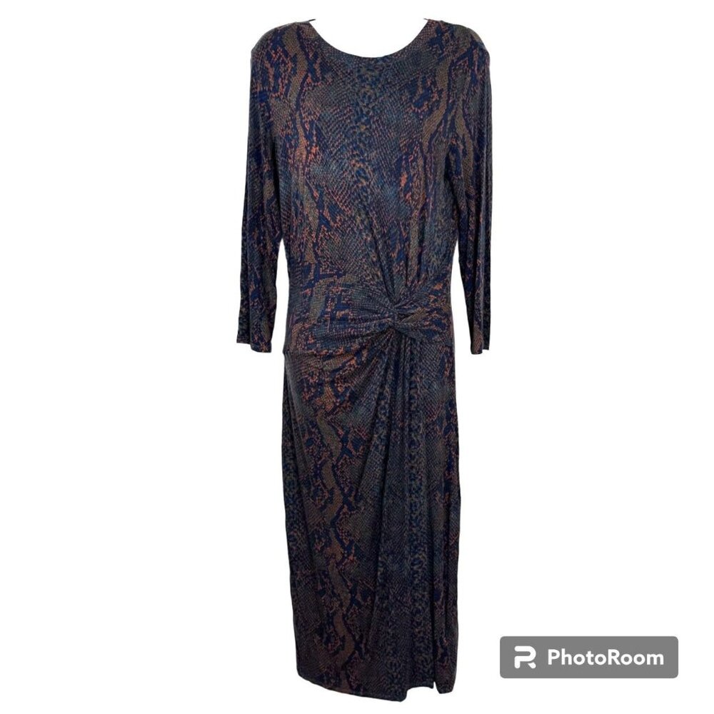 Joie Snakeskin Dress Midi Maxi Black Red Gray Long Sleeve Women's Large EUC